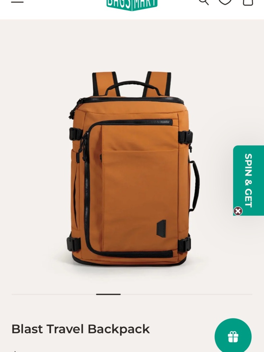 Bagsmart Blast Travel Backpack - Rust Orange